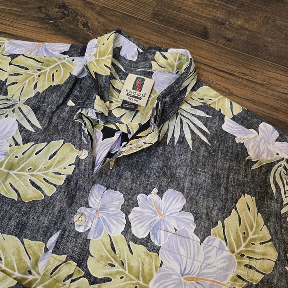 Tori Richard Other - Tori Richard XL Hawaiian Shirt‎ Black Burnt Out Floral Blue Green Aloha
